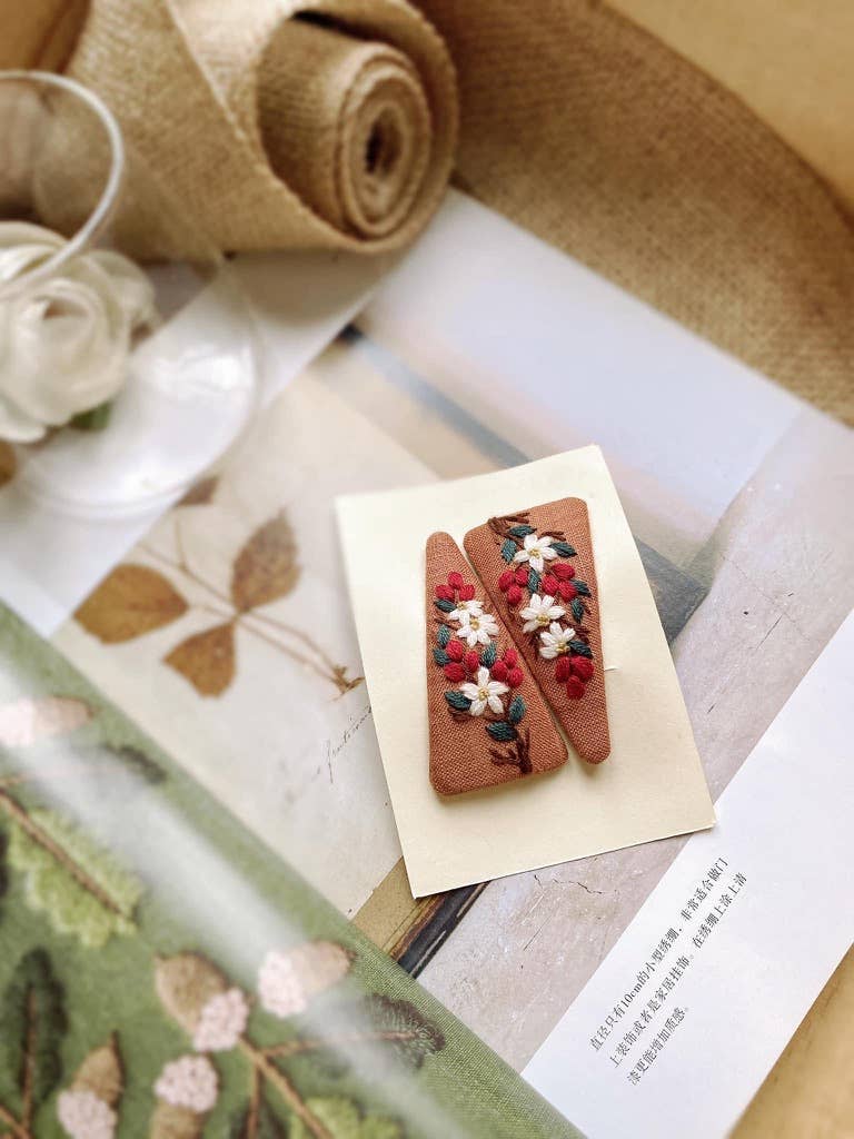 Quince Fables - Wholesale Barrette - Women's - 3D Floral Embroidered Hair Barrette, Kylie Collection2