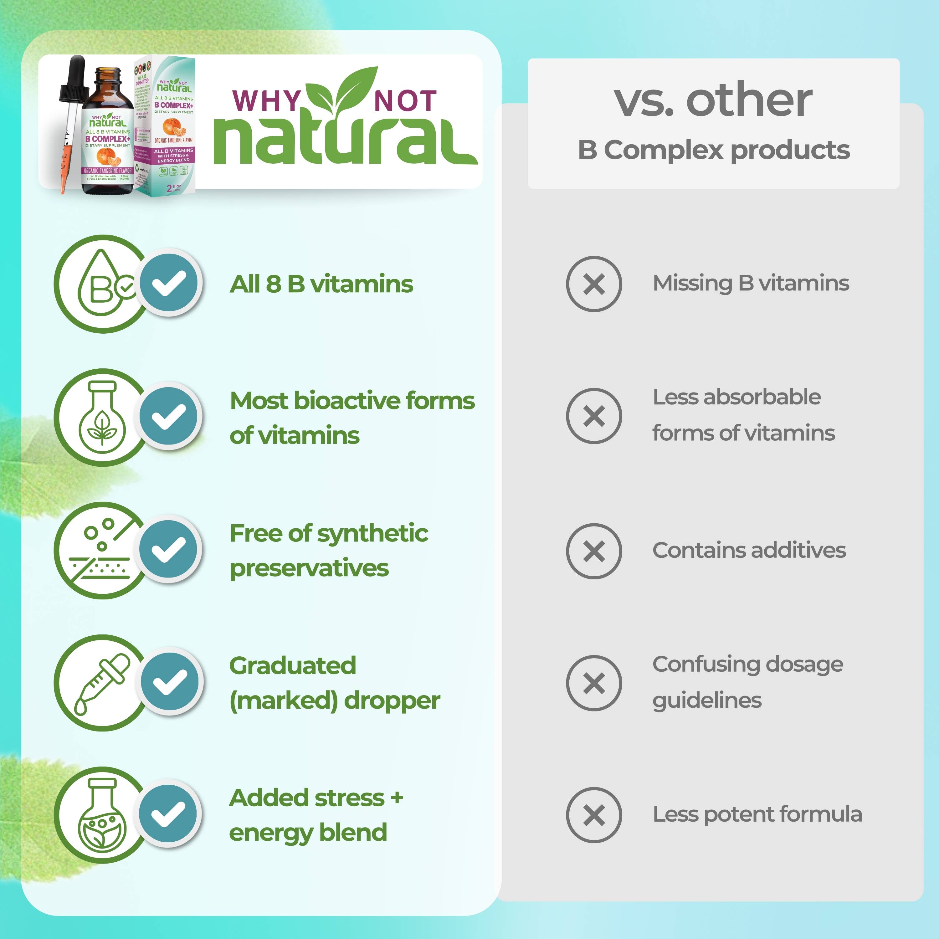 WhyNotNatural – Großhandel Nahrungsergänzungsmittel/Vitamin zum Einnehmen – B-Komplex-Flüssigkeit: Alle 8 B-Vitamine + Natürliche Unterstützung für Stress & Energie4