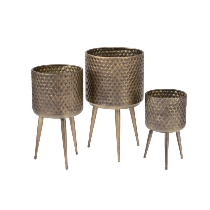 Tripar International - Wholesale Plant Pot Stand - Textured Metal Bins - Set of 33