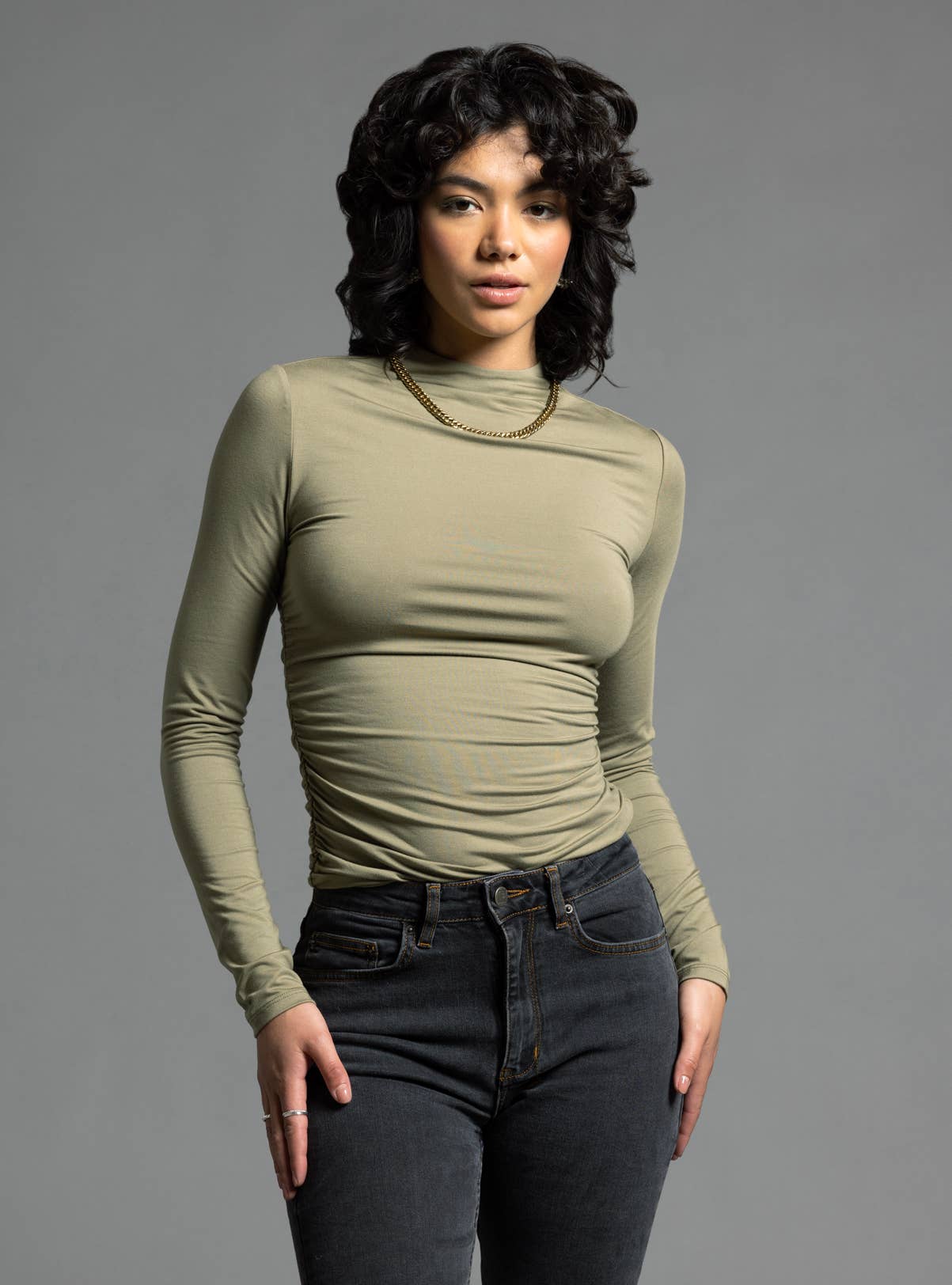 Weekend Los Angeles - Wholesale Knit Top - Women's - Ruched Long Sleeve Top - ROSE TOP6