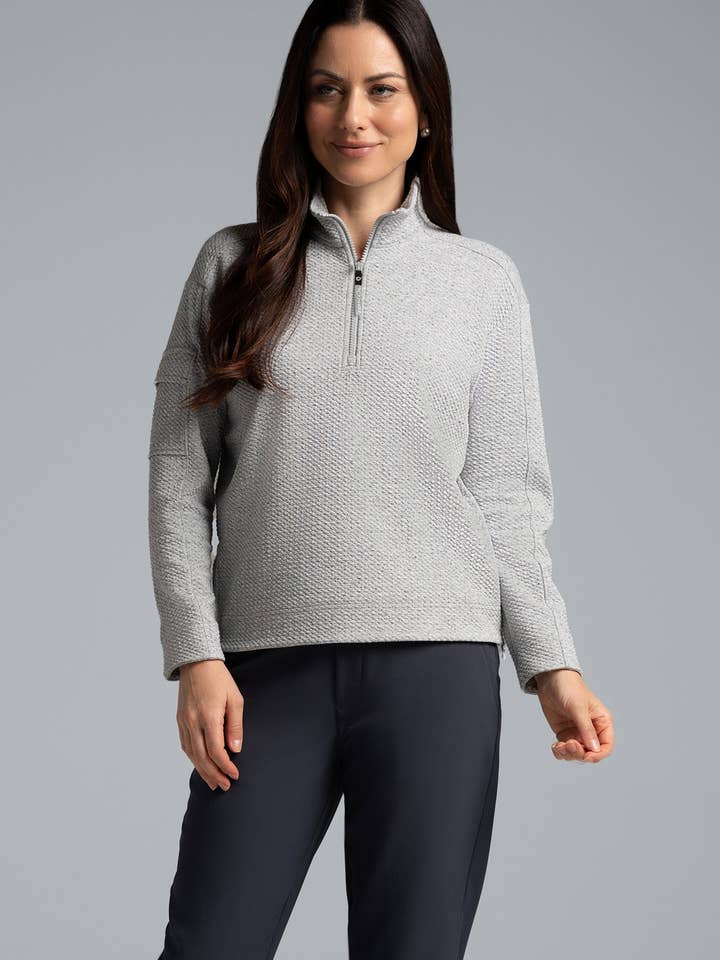 Solid Popcorn Stitch 1/4 Zip Pullover for wholesale by IBKÜL