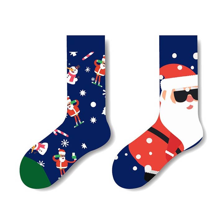 Calze di Natale – Calzini alla caviglia con Babbo Natale e motivo festivo. per la vendita all'ingrosso da parte di Sock Shuttle