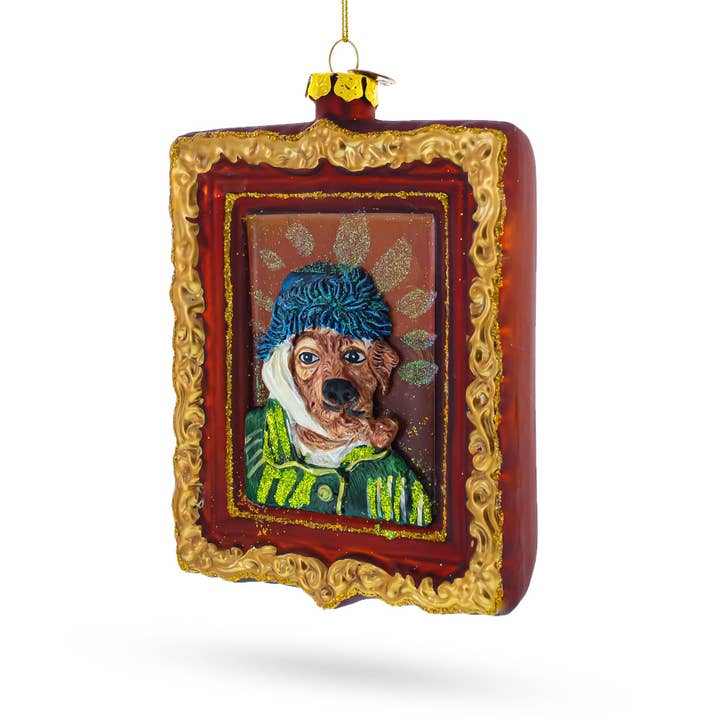 BestPysanky - Wholesale Ornament - Van Gogh geïnspireerde hondenportret glazen kerstornament1