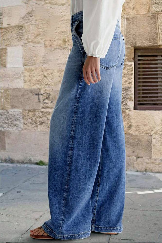 Blue Vintage Embroidered Stretch Straight-Leg Denim Pants XYK056 for wholesale on Faire1