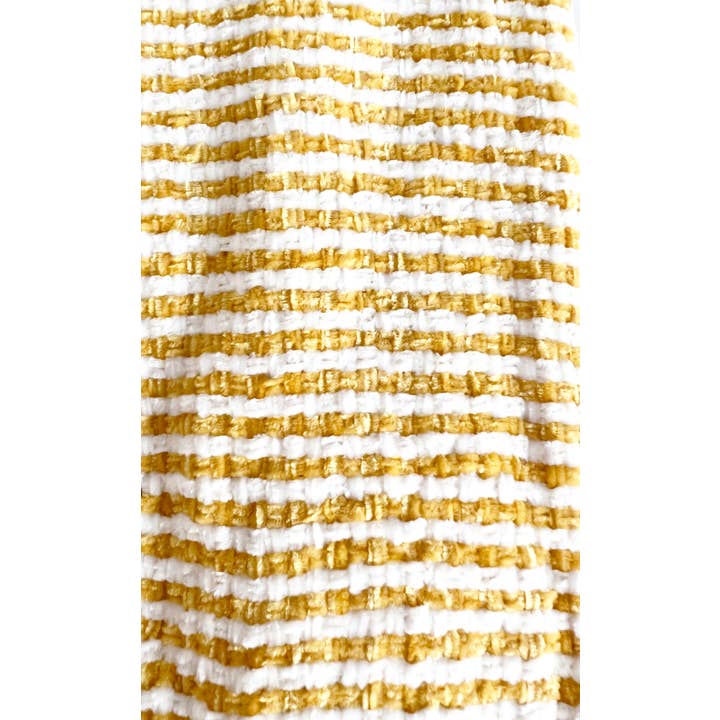 Fennco Styles - Wholesale Throw Blanket - Mustard Chenille Woven Striped 50"x60" Throw Blanket