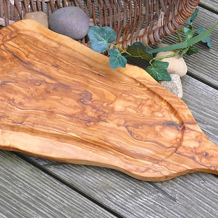olivenholz-erleben - Vente Planche à découper - Planche à découper (L45-49cm) avec bord à jus et poignée3