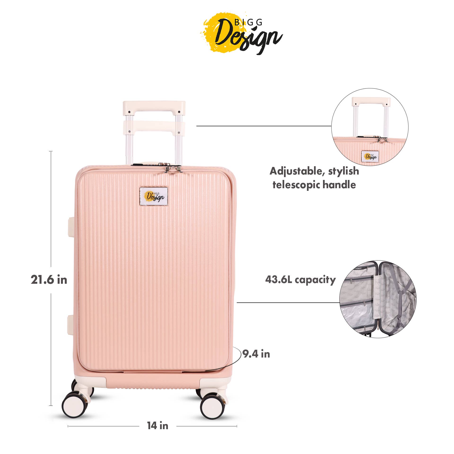 Biggbrands - Wholesale Luggage - Biggdesign Moods Up Luggage With Cup Holder And USB Port2