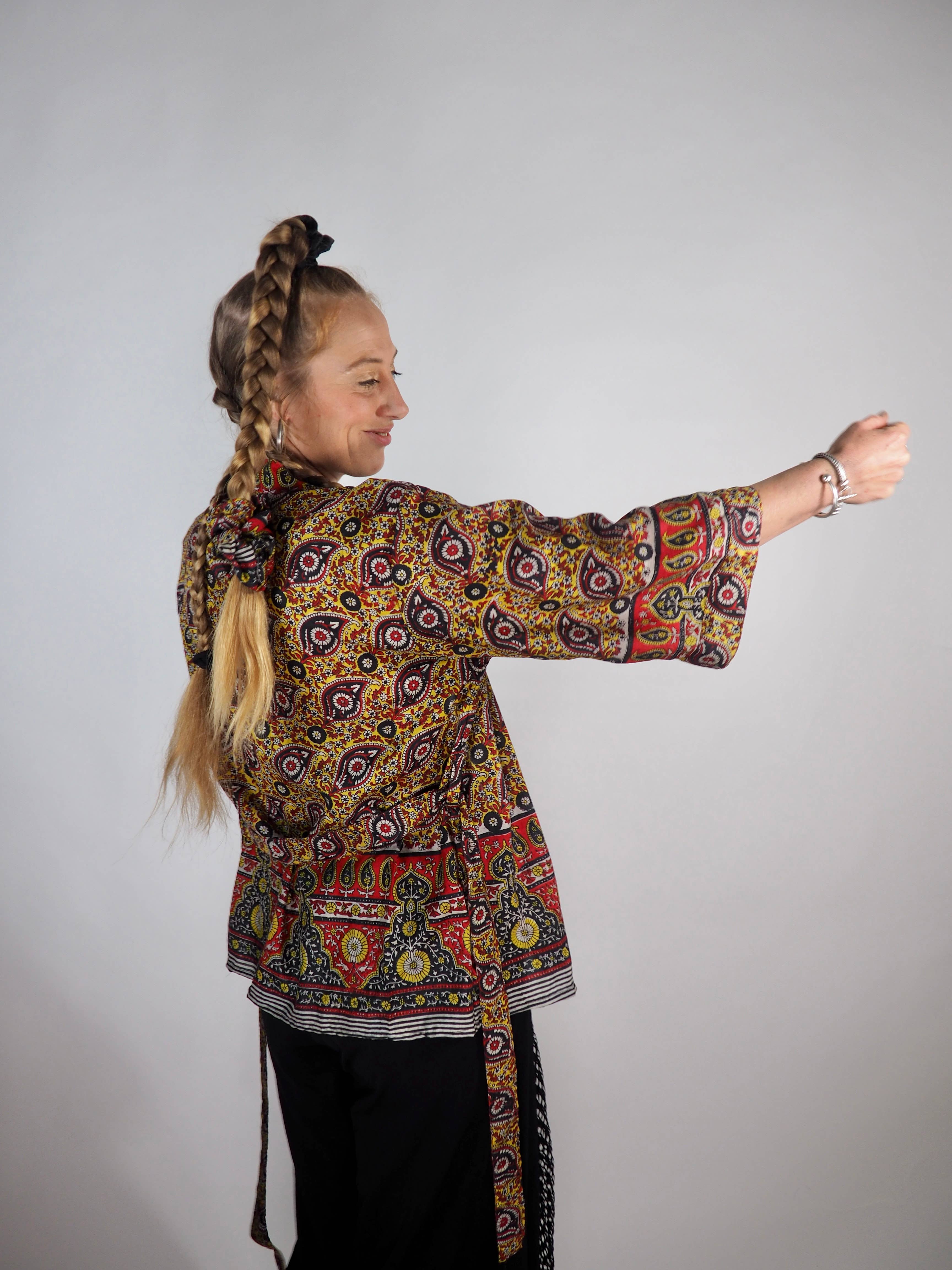 Vagabond Ibiza - Wholesale Kimono - Women's - The Kardash Kimono Short – Up-cycled Vintage Sari Kimono 15