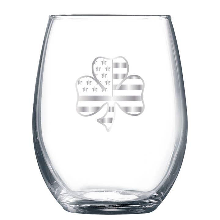 USA Shamrock Wine Glass for wholesale by My City Gear