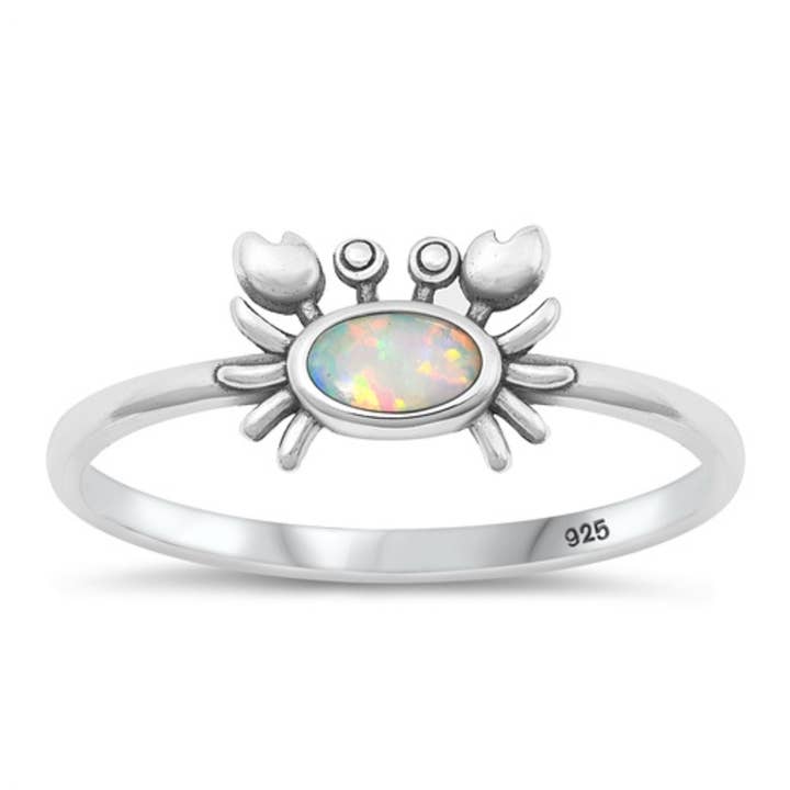 Moonrise Jewelry - Wholesale Single Stone/Solitaire Ring - R-163 Crab White Lab Opal Ring