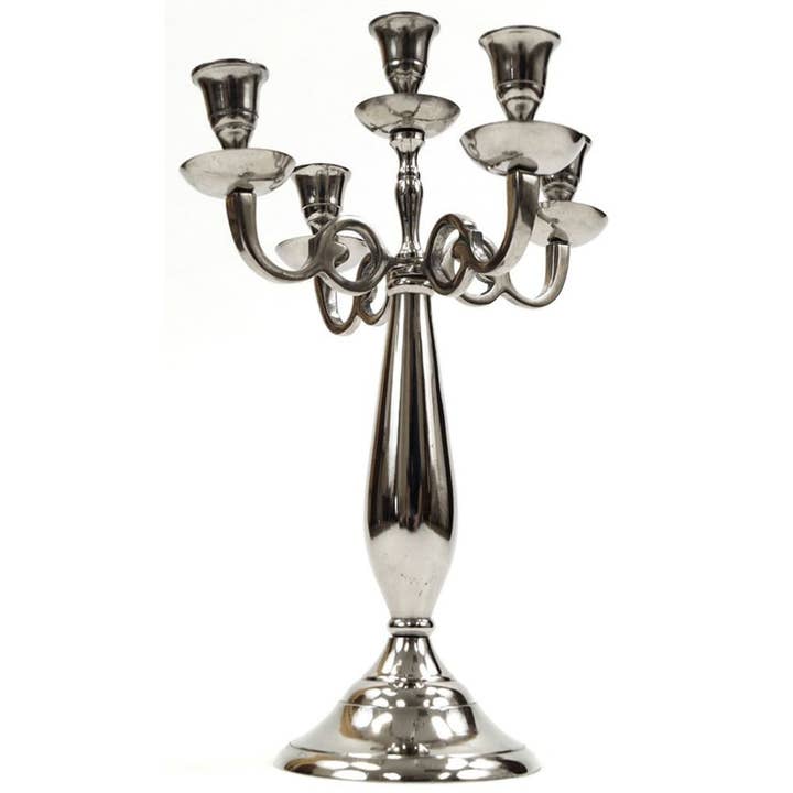 India Overseas Trading Corporation - Wholesale Candle holder - 5-Candle Metal Candelabra Silver Candle Holder Stand2
