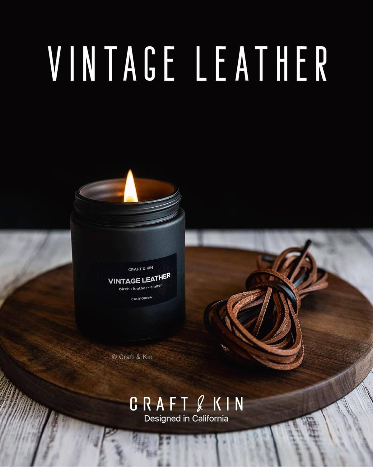 Craft & Kin - Wholesale Jar/Filled Candle - Vintage Leather Candle1
