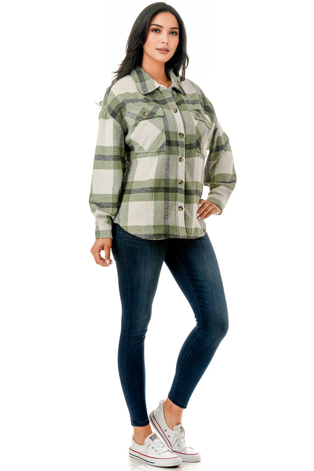 Color 5 – Engroshandel Bomberjakke - Dame – Grøn farvet flannelbøjle m/pelsforet varm jakke7