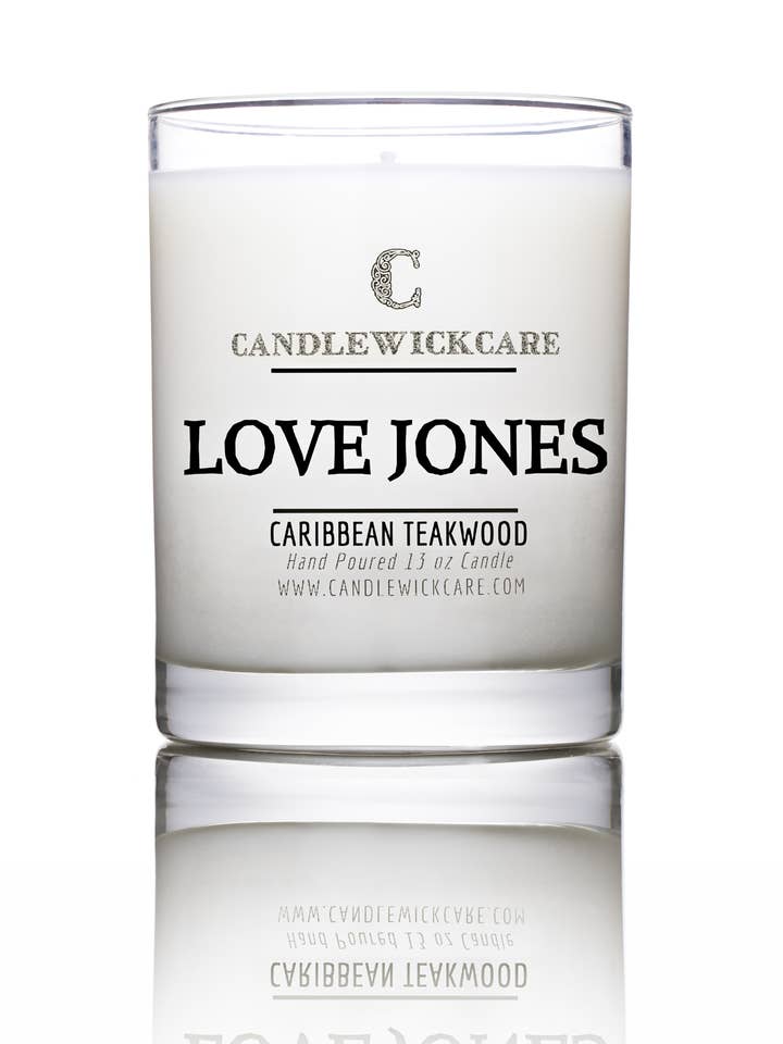 CandleWickCare Love Jones Scented Candle in Glass Jar (13oz) for wholesale by CANDLEWICKCARE