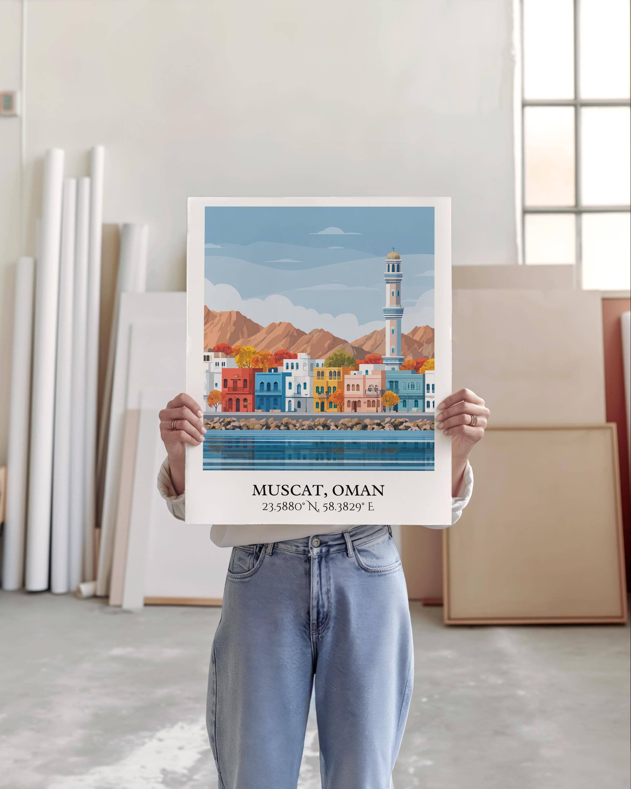 Premium Travel Art - Wholesale Art Print - Muscat Wall Art, Muscat Oman Print, Oman Watercolor, Oman Travel Gift, Travel Print, Travel Poster, Housewarming Gift4