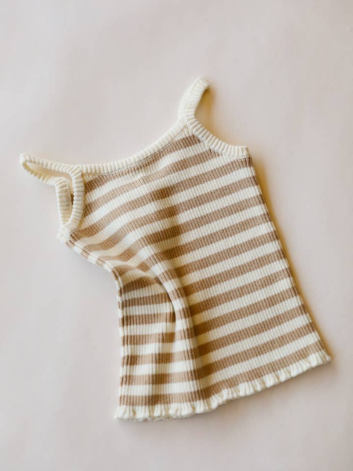 Débardeur en maille rayé | Beige pour la vente par Raised By Water