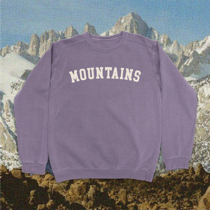 Mountains Vintage Washed Collegiate Crewneck for wholesale by Island View Outfitters