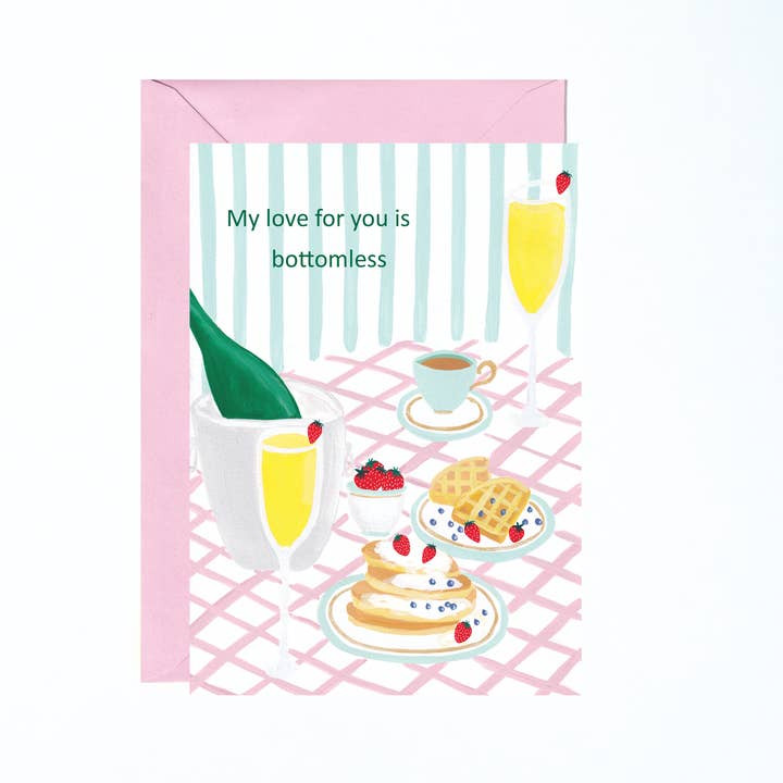 Bottomless Brunch Card for wholesale by Charlotte Farr Illustrations