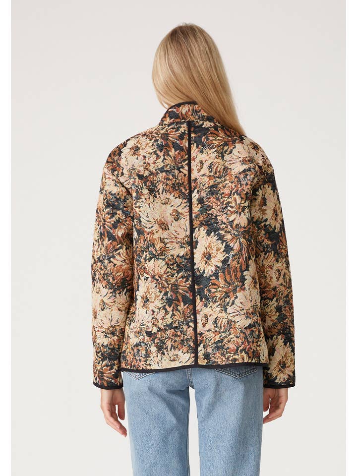 Black Natural Long Sleeve Floral Tapestry Jacket for wholesale on Faire2