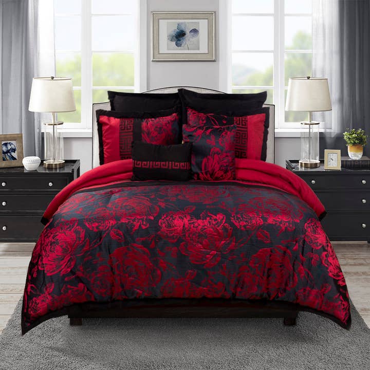 HIG - Wholesale Bedding Set - 8 Piece Jacquard Fabric Patchwork Comforter Set Bed In A Bag-Tang1
