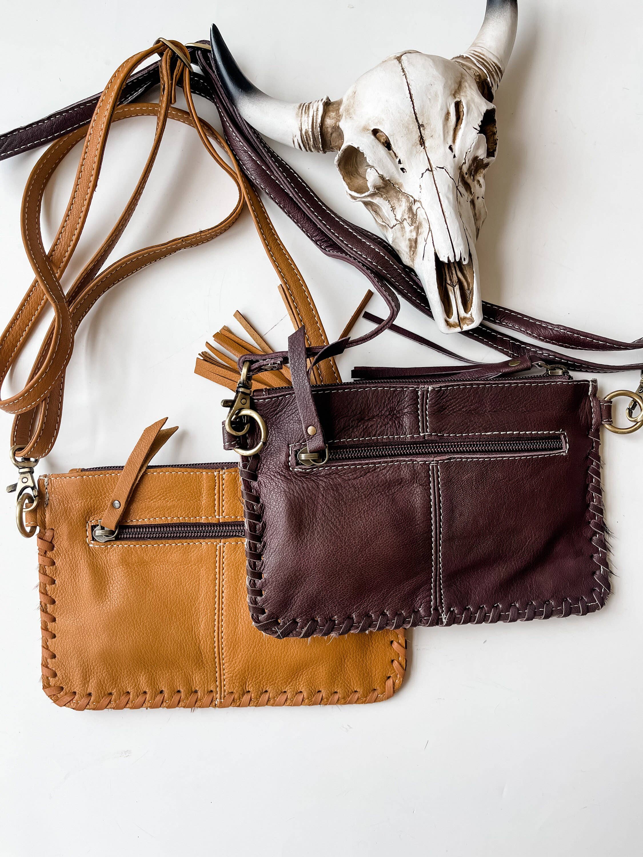 Boho Ranch Shop - Venta al por mayor Bandolera - Mujer - Bandolera Western Mini Mobile de piel de vacuno labrada10