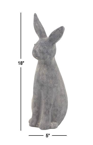 Will's Company - Wholesale Sculpture - Polystone Gray Bunny Rabbit Garden Sculpture - 18"2