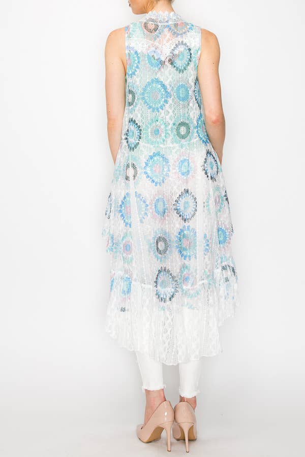 CRO BOHEMIAN ALL LACE HI LOW VEST-U013 IVORY/CRO for wholesale on Faire2