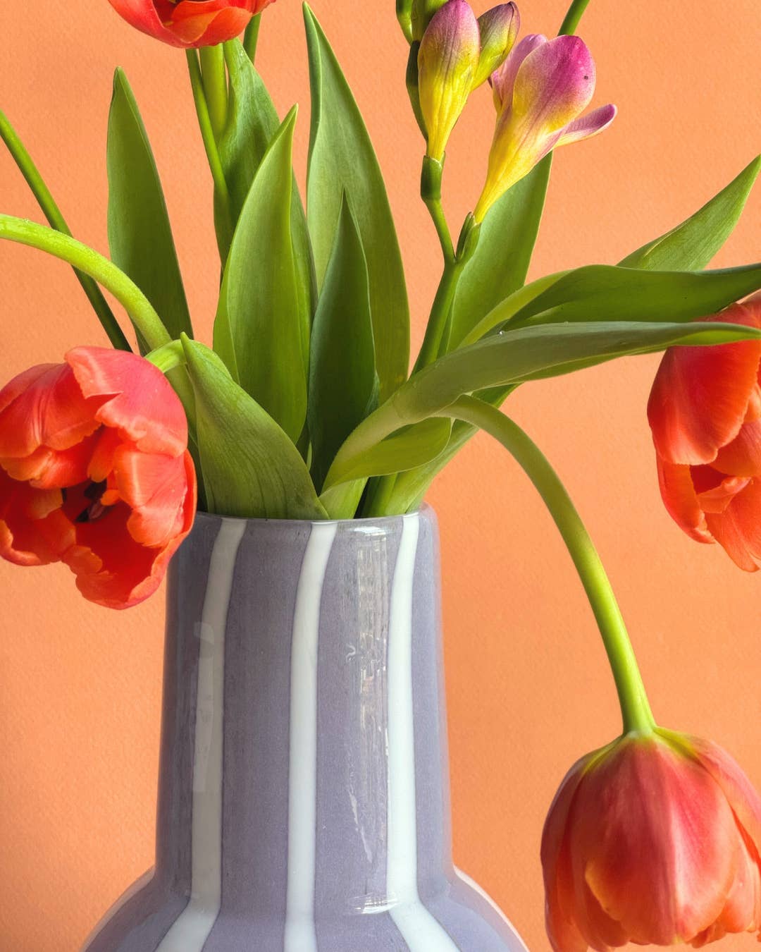 The Blue Heron - Wholesale Vase - Lilac Striped Glass Vase - 10" Tall, Handblown3