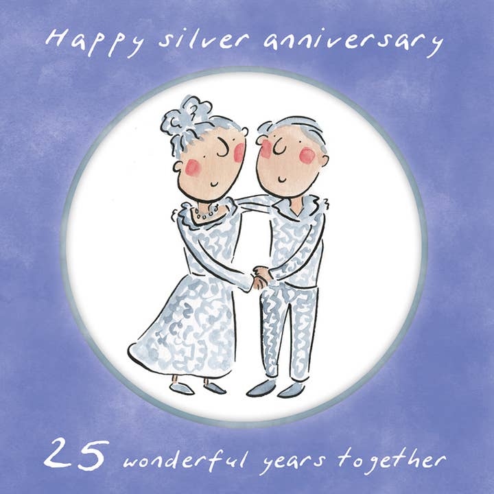 25th anniversary (silver) card for wholesale by Inky Blue Ltd t/a Holy Mackerel
