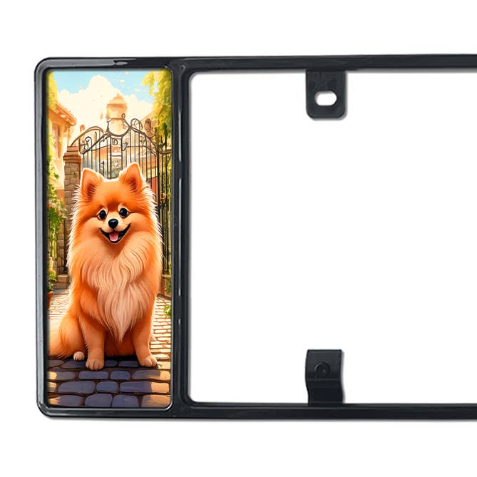 Pomeranian-Designer-License-Plate-Frame for wholesale by My Proud Pet
