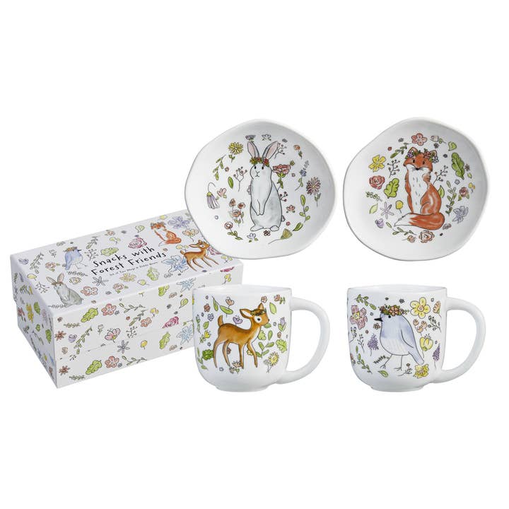 Snacks With Forest Friends Mug & Dish S/2 for wholesale by Rosanna