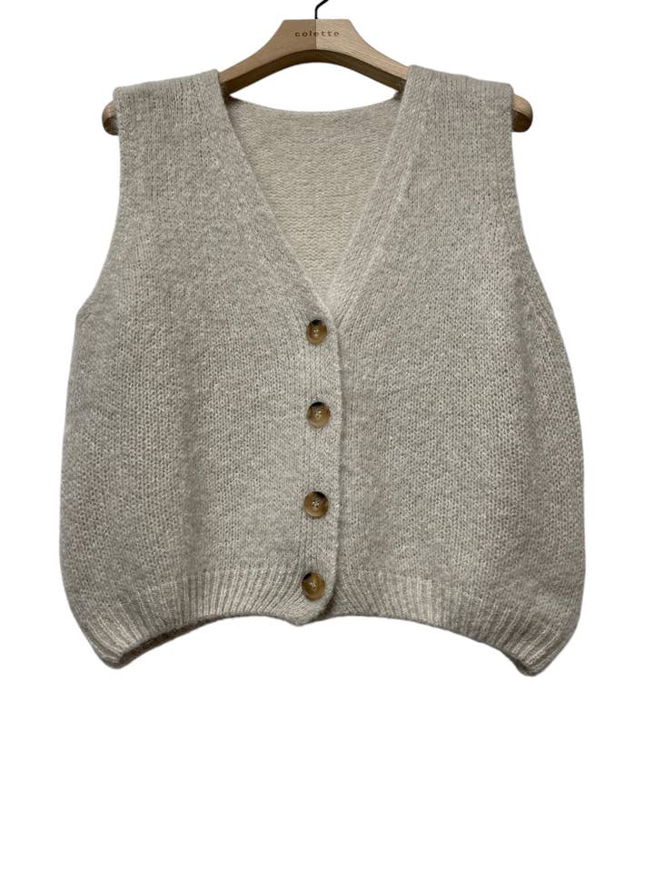 LINEN & COTTON HOUSE - Wholesale Sweater Vest - Women's - Sleeveless sweater with buttons 50715