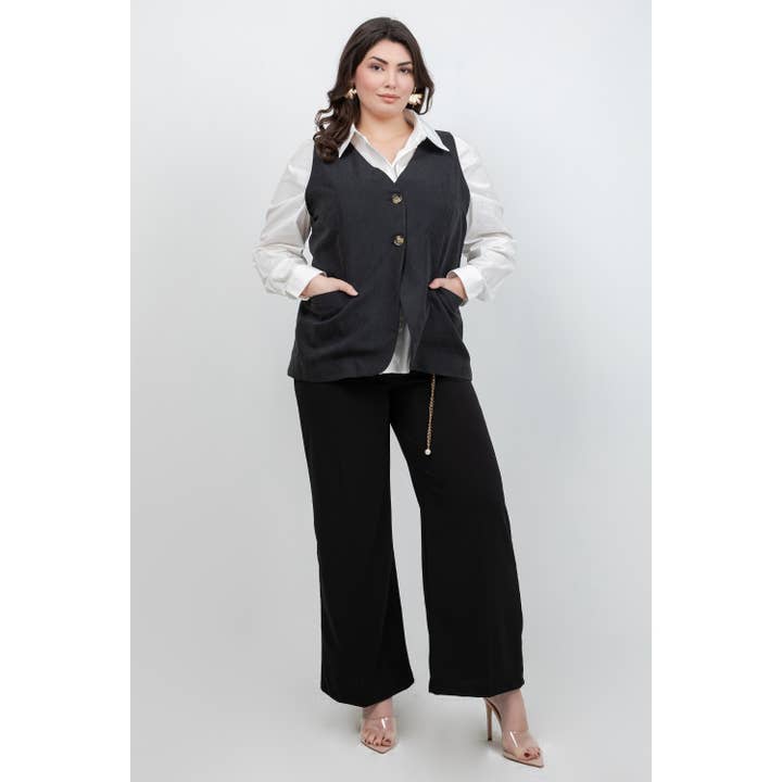 GILET LONGUE TAILLE PLUS AVEC BOUTONS DEVANT pour la vente par Curve Market