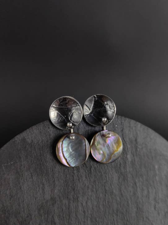Abalone Shell Drop Earrings for wholesale by Natalia Araya- Jewelry