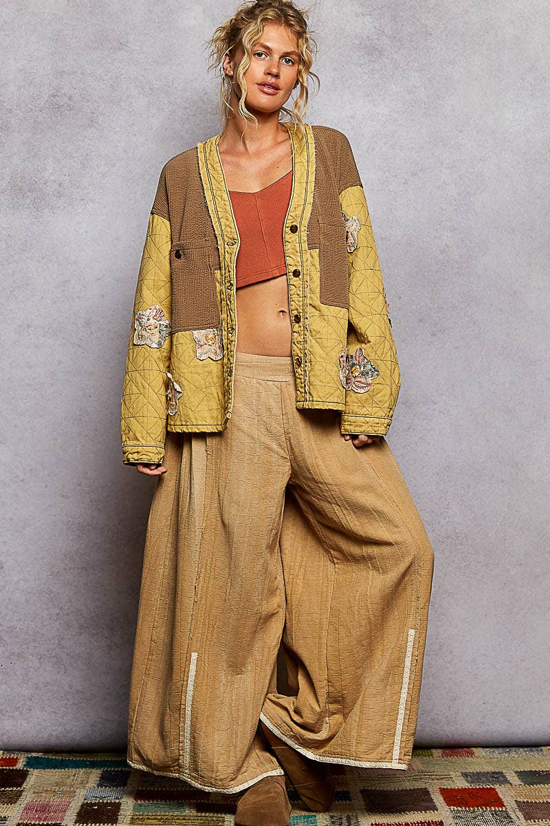 Pol Clothing - Wholesale Jacket - Women's - Long sleeve quilted twill big pocket woven jacket8