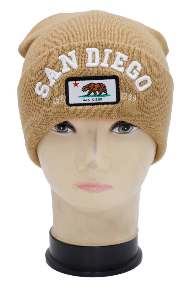 Cap Zone - Wholesale Beanie - Men's - San Diego Est. 1769 Cali Bear Logo Cuffed Beanie3