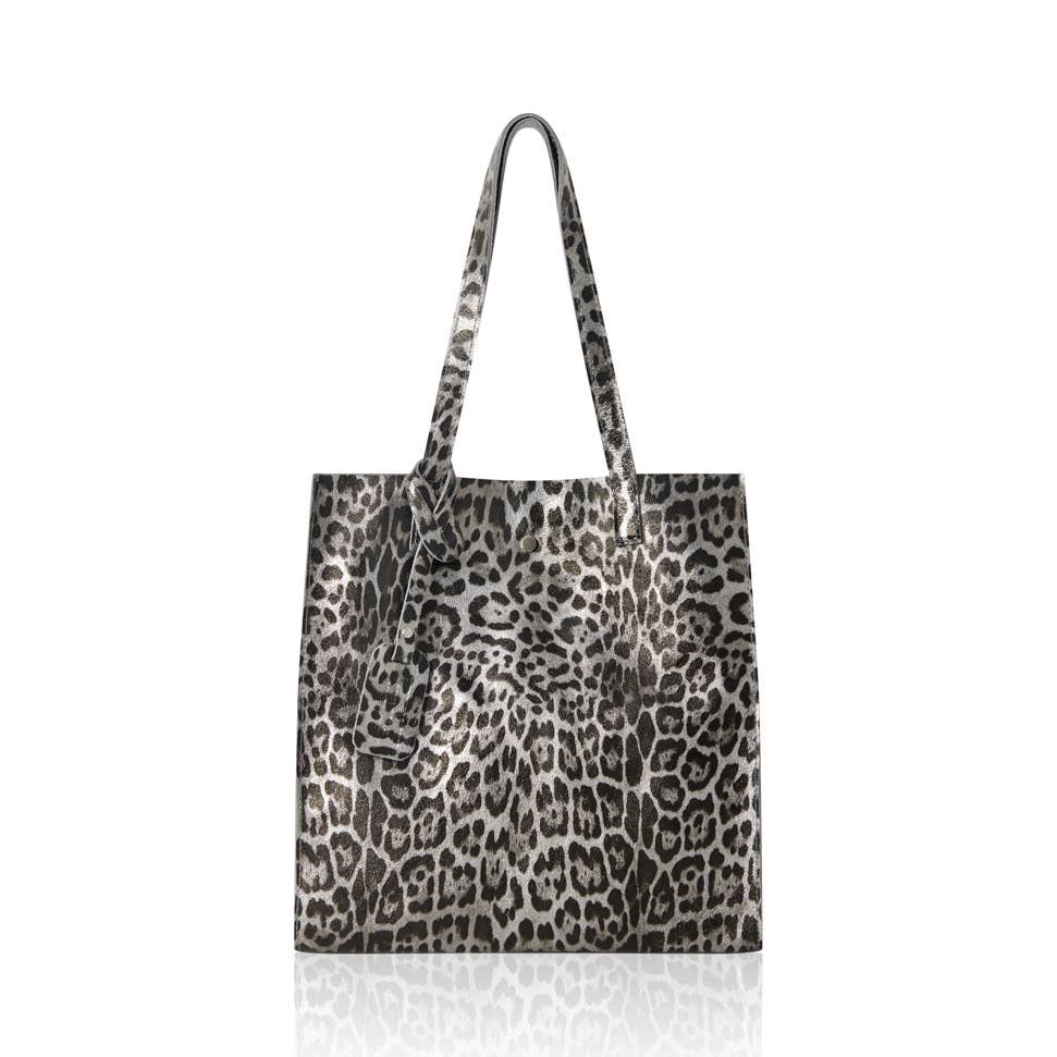 MONTTE DI JINNE – Engroshandel Tote bag - Dame – Italiensk håndlavet shoppertaske i ægte læder med leopardmønster0