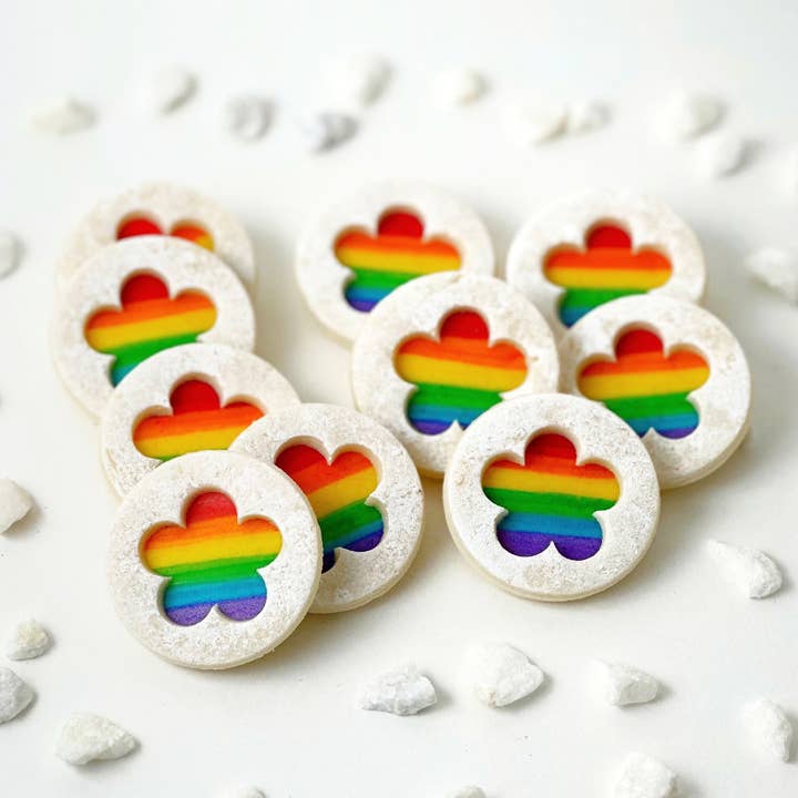 marzipops - Wholesale Cookie - Gourmet Marzipan Candy Pride Rainbow Linzer Cookies