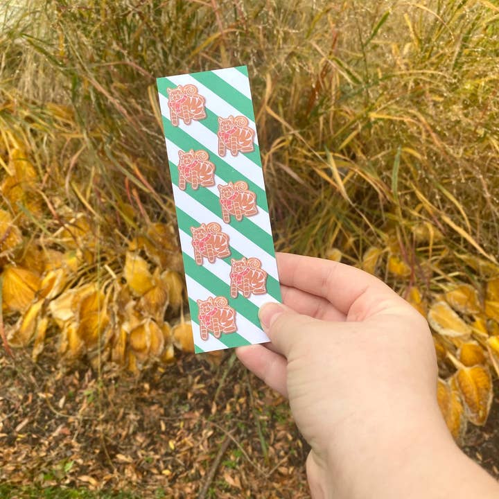 Handmade Gingerbread Cat Bookmark for wholesale by Rye & Co.
