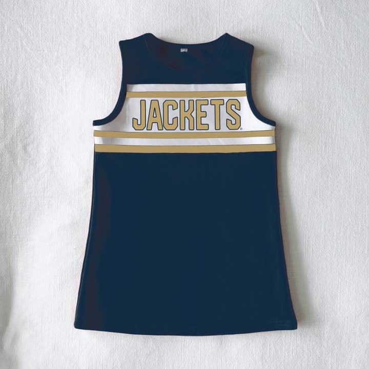 The Georgia Tech | Navy Striped Cheer Dress for wholesale by Scarlet & Gold