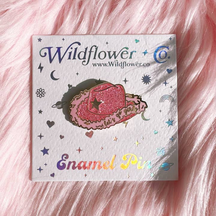 Wildflower + Co. - Wholesale Lapel Pin/Button - Cowgirl Hat Enamel Pin, Pink1