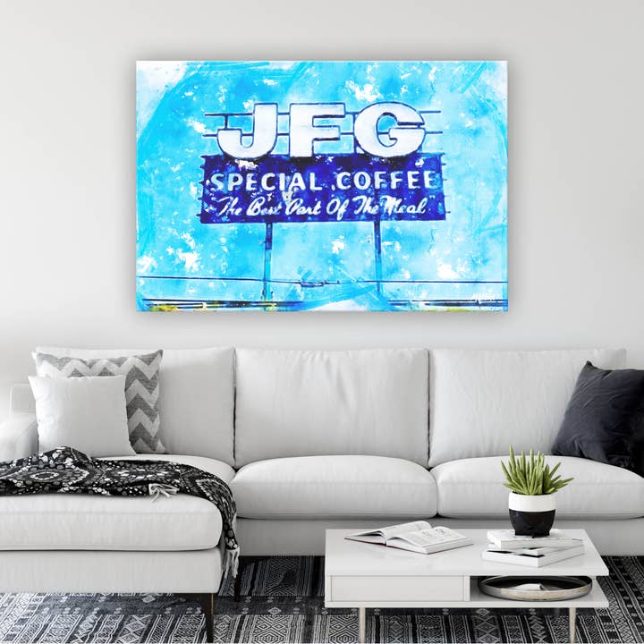 Art Canvases, Knoxville TN, JFG Coffee Sign for wholesale by G.O.A.T House of Creative