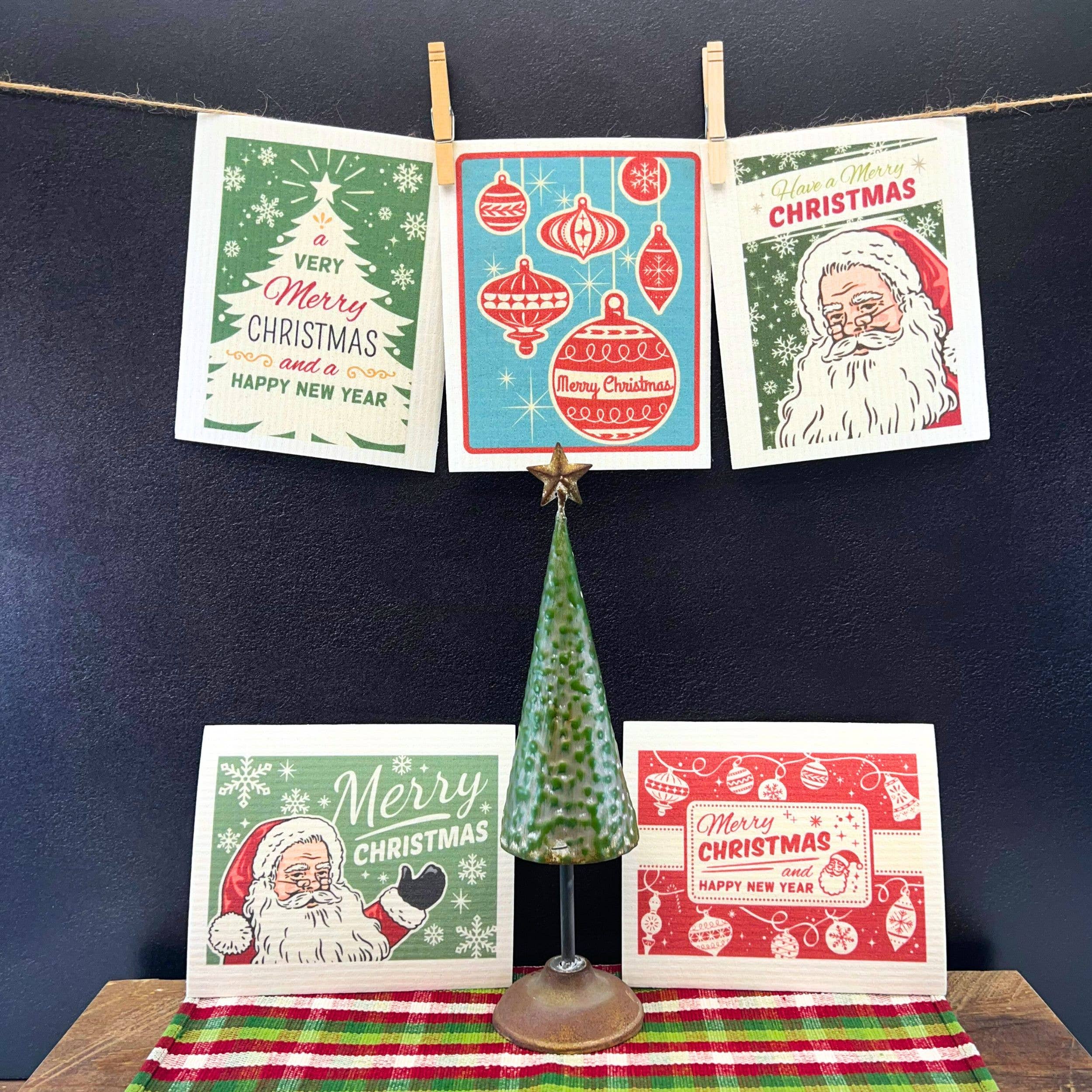 Driftless Studios - Wholesale Dishcloth - Have a Merry Christmas Santa Swedish Dishcloth3