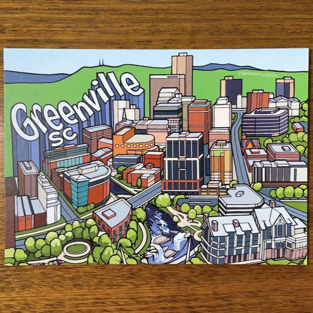 Sprouted Scribbles - Wholesale Postcard - Greenville Postcard - LARGE 5" x 7" South Carolina SC