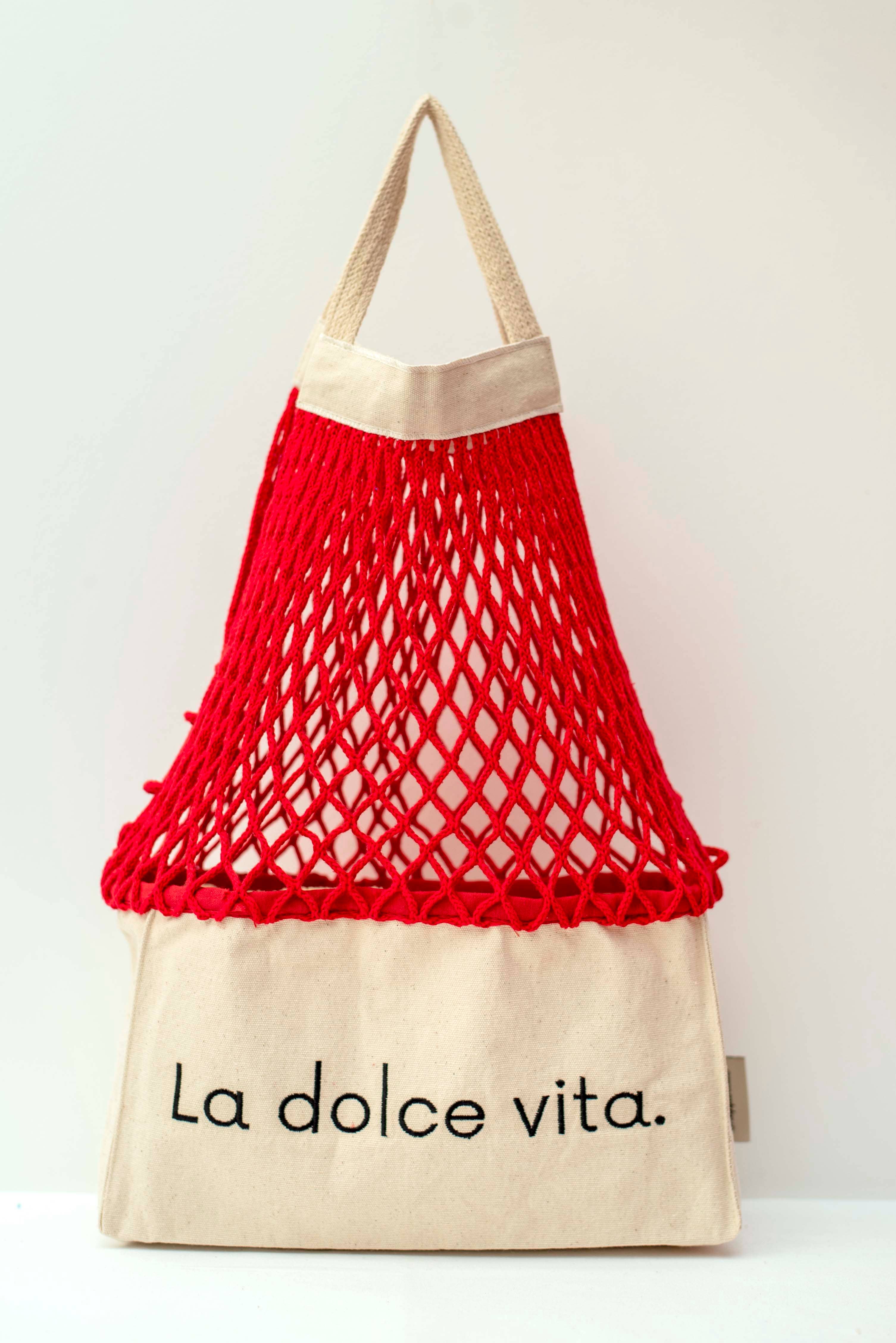 SHOPPINETTE - Wholesale Tote Bag - Women's - Embroidered mesh bag “La Dolce Vita”1