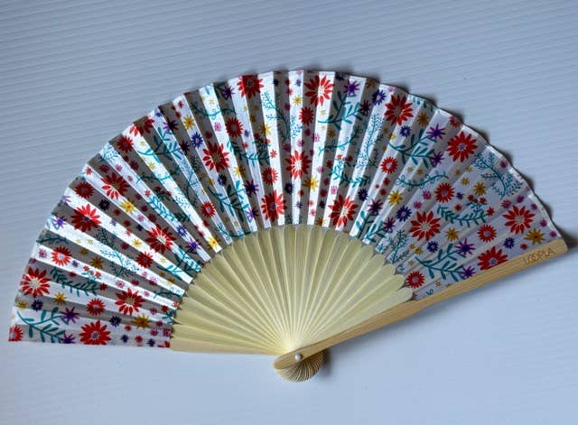 Loopla - Wholesale Handheld Folding Fan - Wildflower Dreams Cream Folding Hand Fan1
