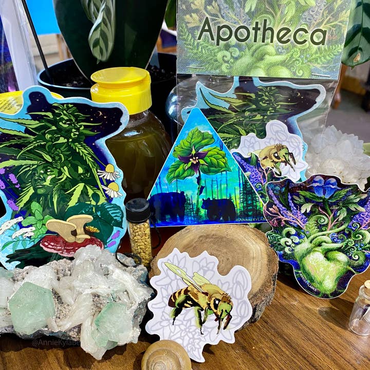 Pacote de adesivos de boticário de arte herbal APOTHECA por atacado de Annie Kyla Bennett Art