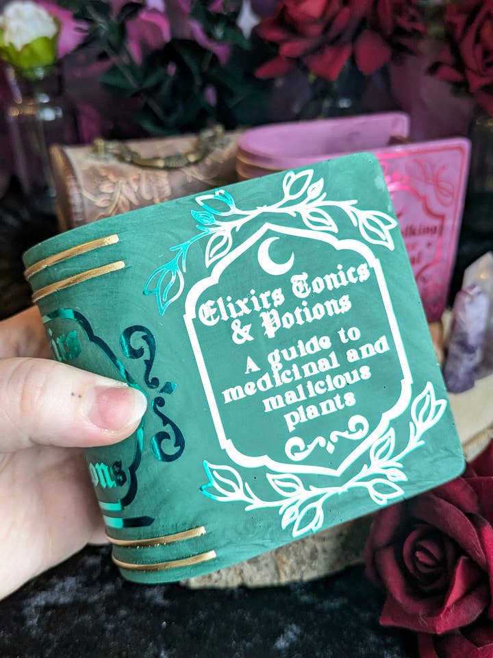 Elixirs, Tonics & Potions Book Pot for wholesale by Krorroskos Designs