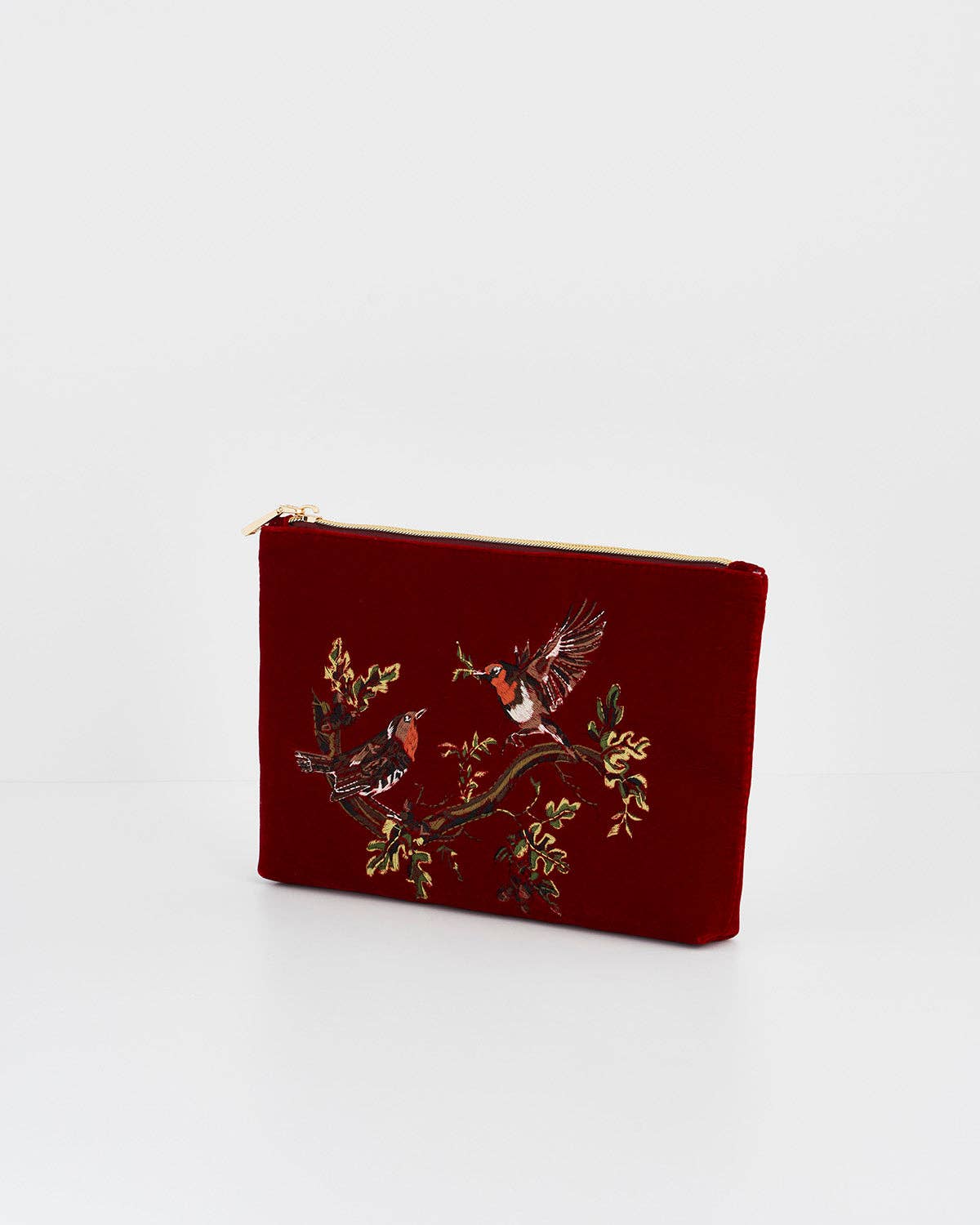 Fable England – wholesale Pouch – Women’s – Robin Love Embroidered Red Medium Pouch 4