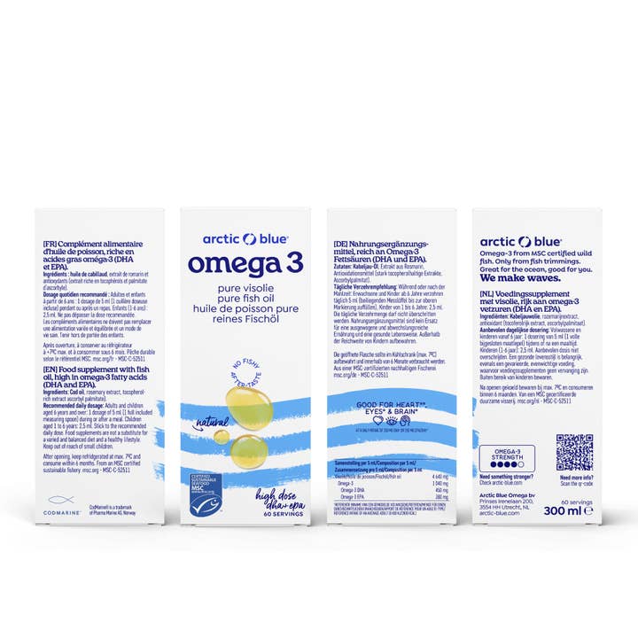 Arctic Blue - Wholesale Voedingssupplement/vitamine - Visolie Naturel DHA en EPA - MSC (fles 300 ml)